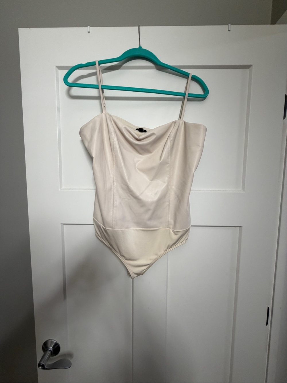 Express Cream Faux Leather Bodysuit